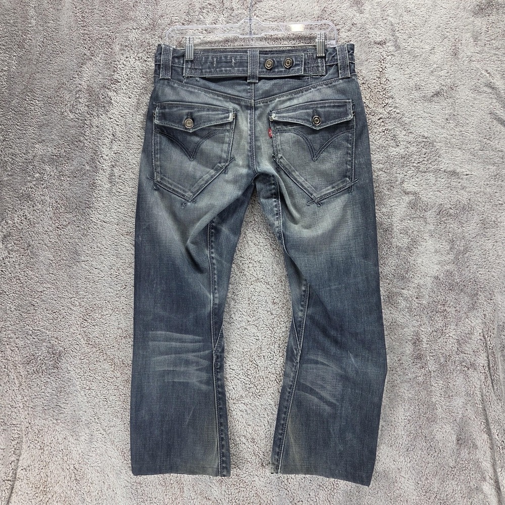 VTG Levis Engineered Jeans Womens Blue Twisted Cinch Back Flap Pocket Fits 29x26